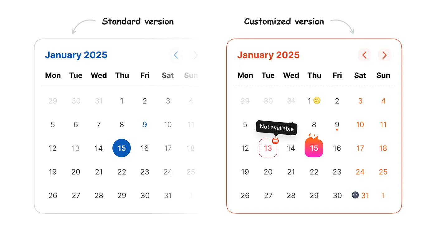 Calendar component examples