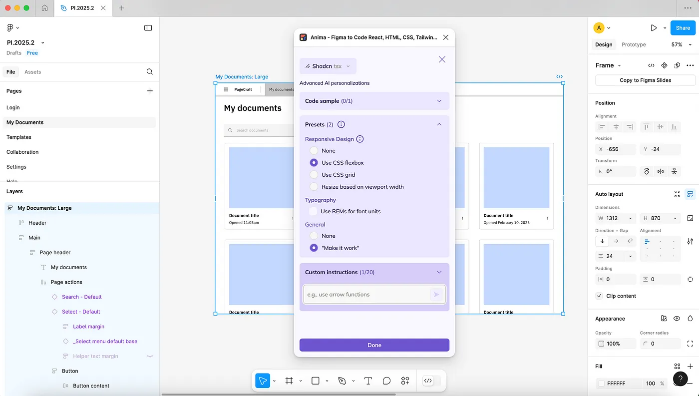 Figma设计一键迭代:AnimaPlayground的AI智能助手帮你轻松调整设计和代码_ The presets in the “Customize with AI” feature in Anima range from how you want the design to respond and if you want interactions to work