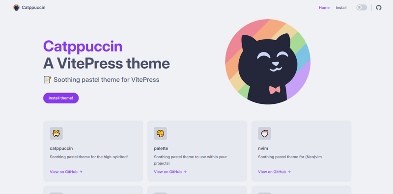 Catppucin轻主题在Vitepress上的演示