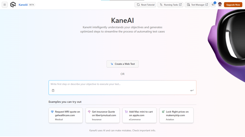 KaneAI 控制台