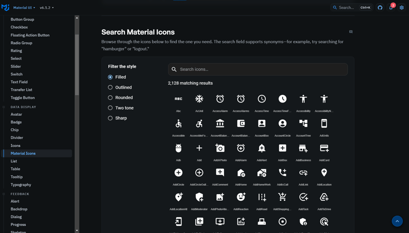 Material UI Icons