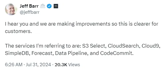 即将来临的中断:AWS悄悄终止了一些服务_