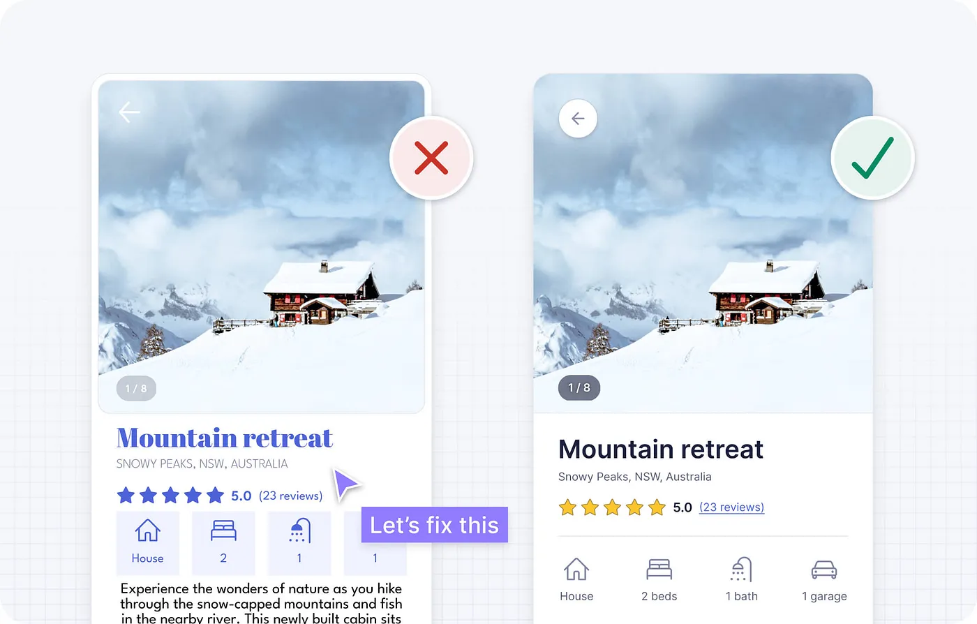 UI design before and after example