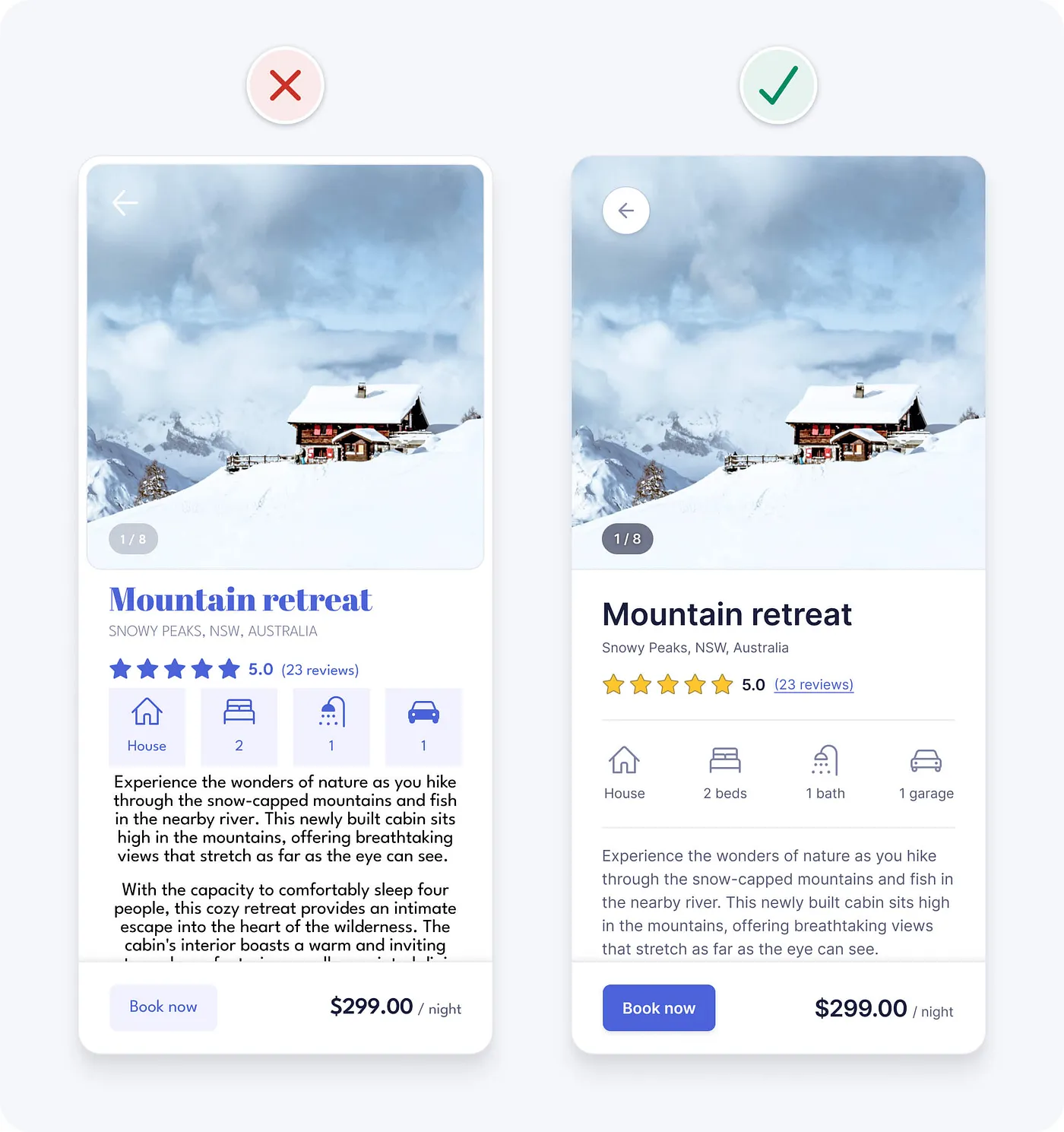 UI design before and after example