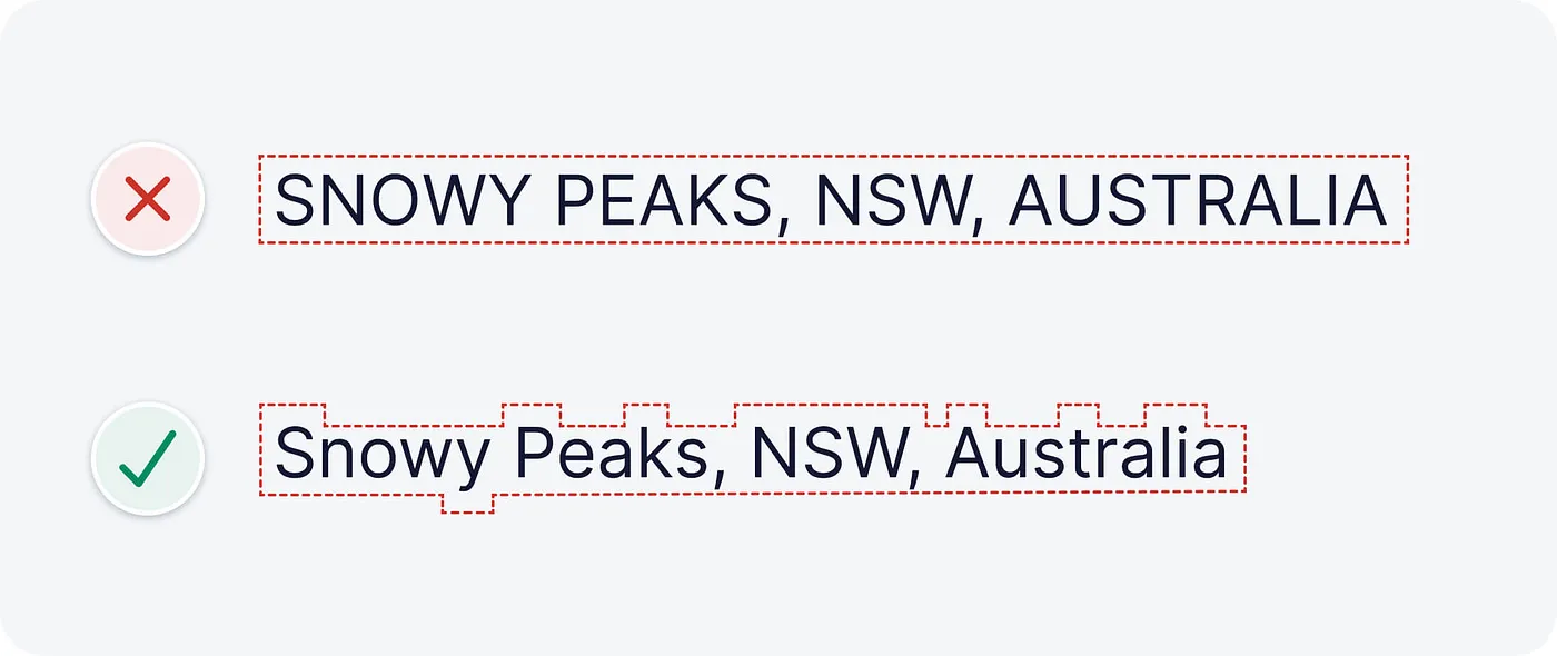 The shape of an uppercase sentence vs one in sentence case