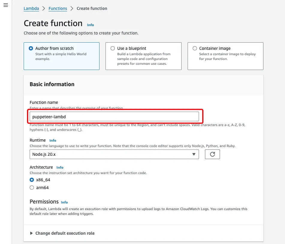 在AWSLambda上用Node.js20+运行Puppeteer和Chromium生成PDF的实战指南_ Lambda 创建屏幕 第1部分