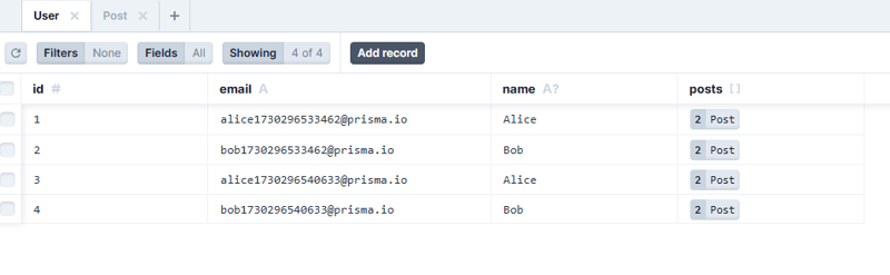 如何使用PrismaPostgres数据库服务?🚀详解指南_ Prisma工作室(示例数据)