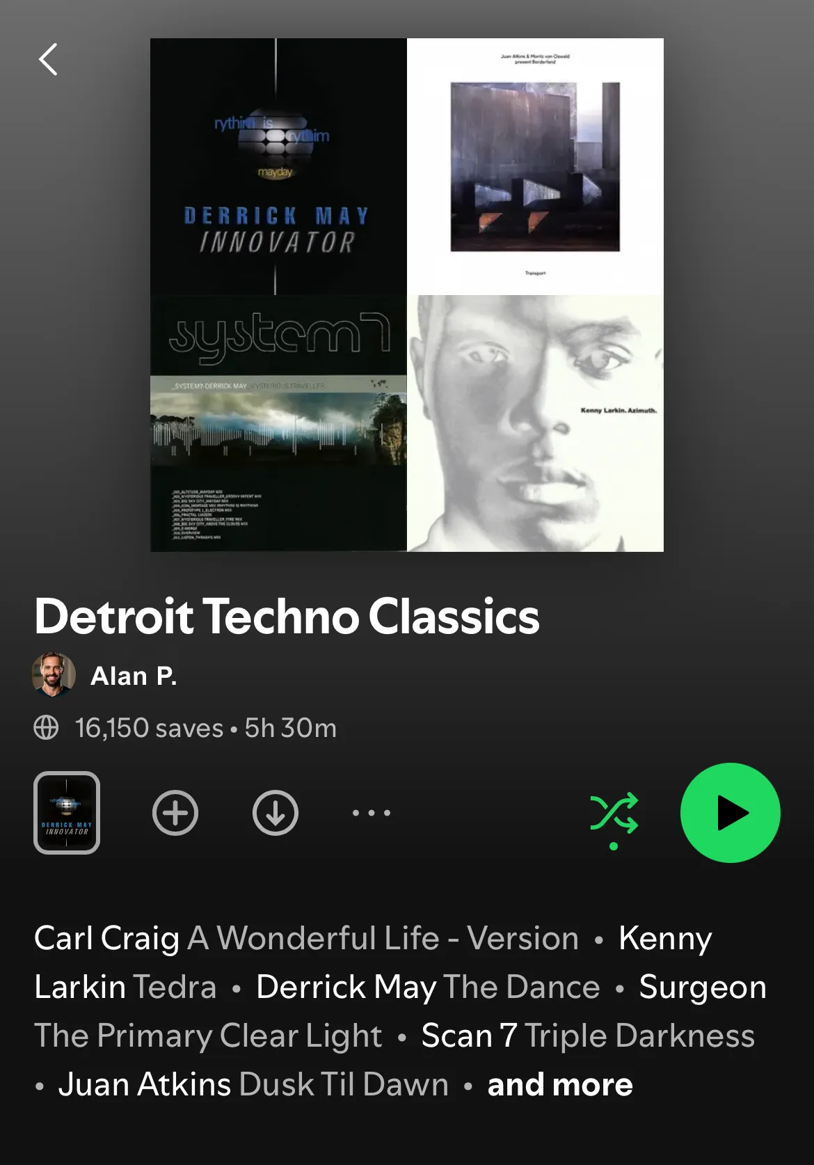 Spotify playlist page view