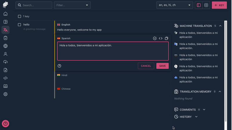 Translate content with Tolgee