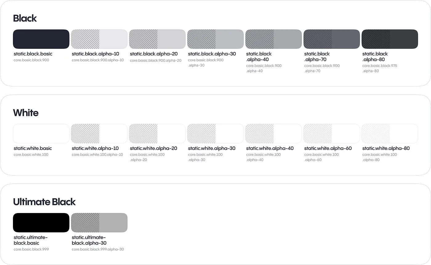 Static palette of black and white shades