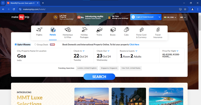 MakeMyTrip 酒店