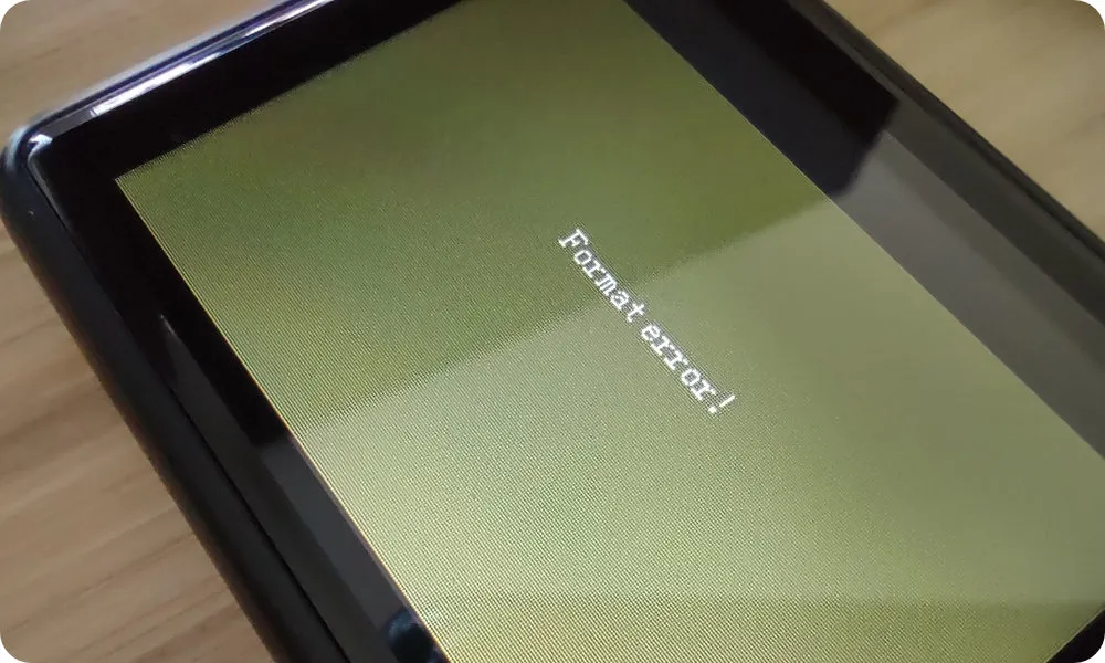 The display reads “Format error!”