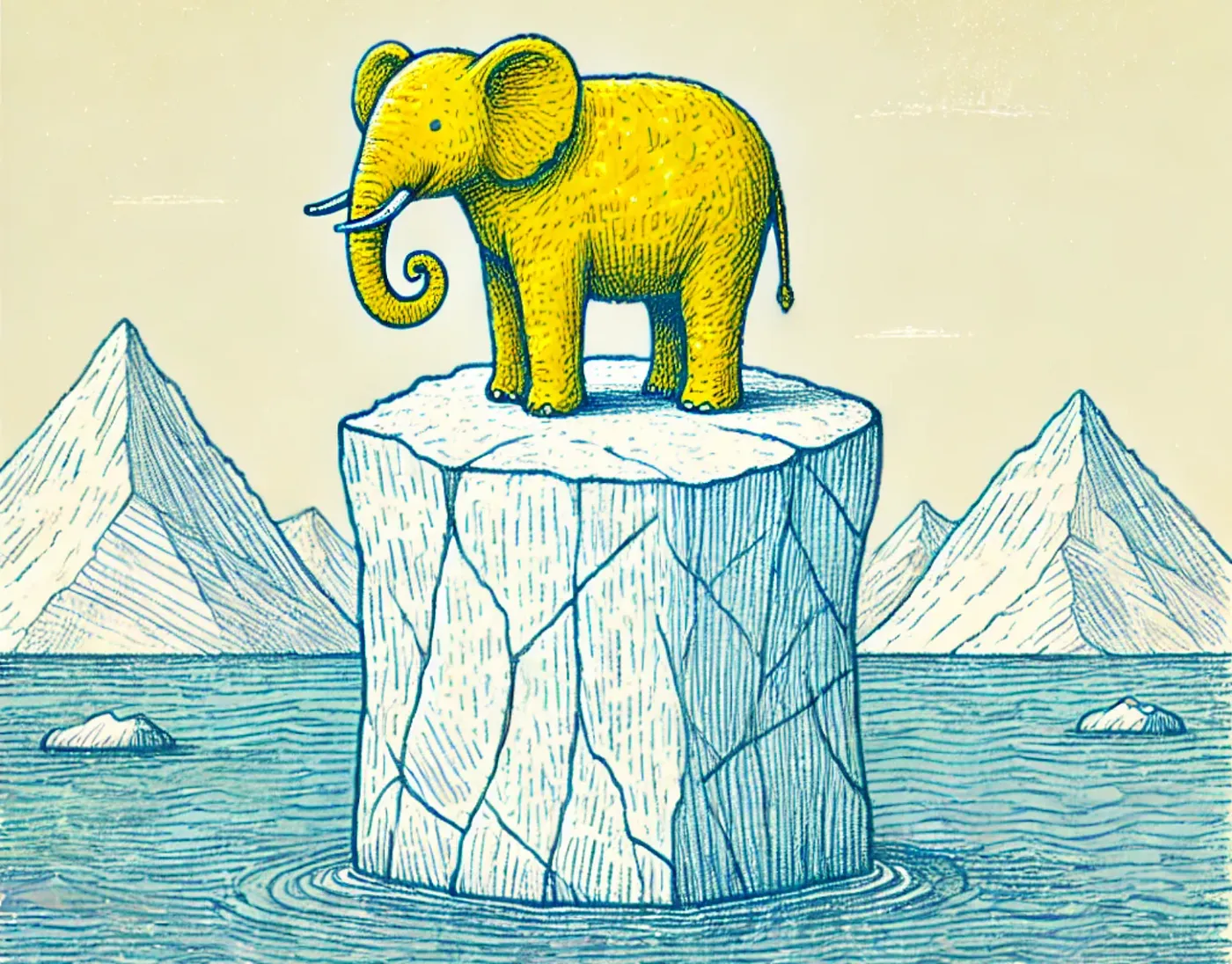 An elephant on an iceberg