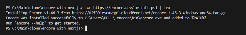 encore CLI 安装成功