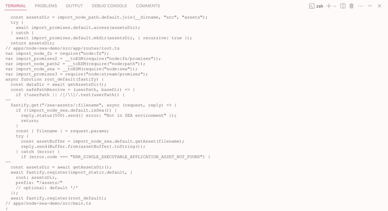 用Node.js构建单可执行应用:轻松部署与高效开发_ 代码提取截图