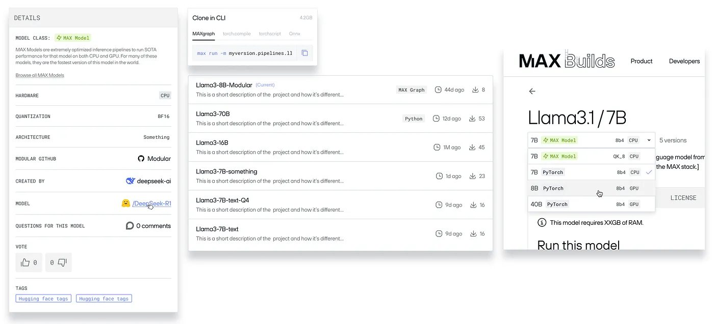 various UI mocks collaged together
