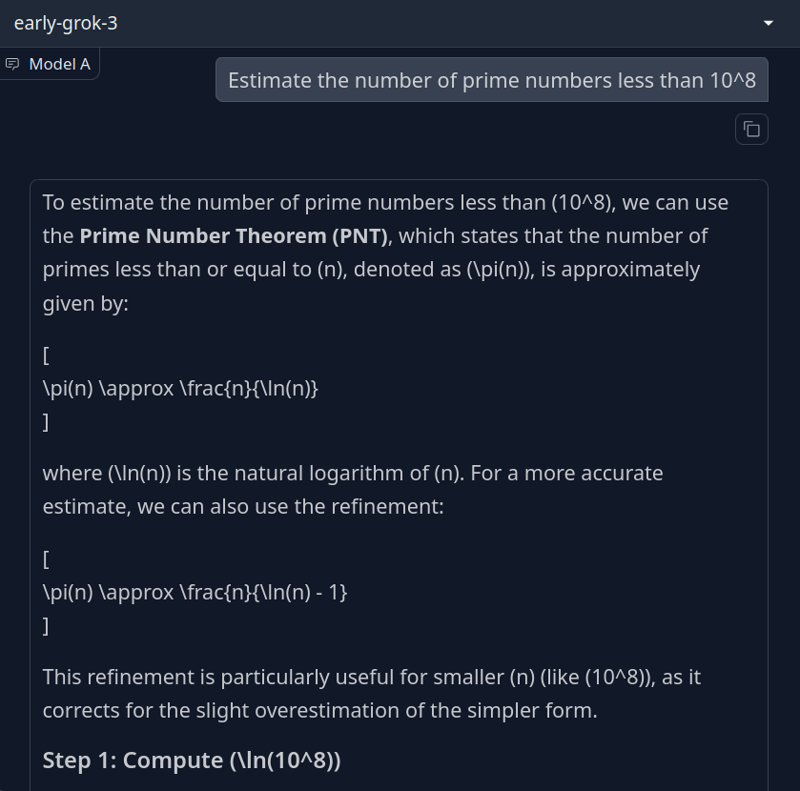 Grok 3 模型解答的素数定理近似问题第一部分