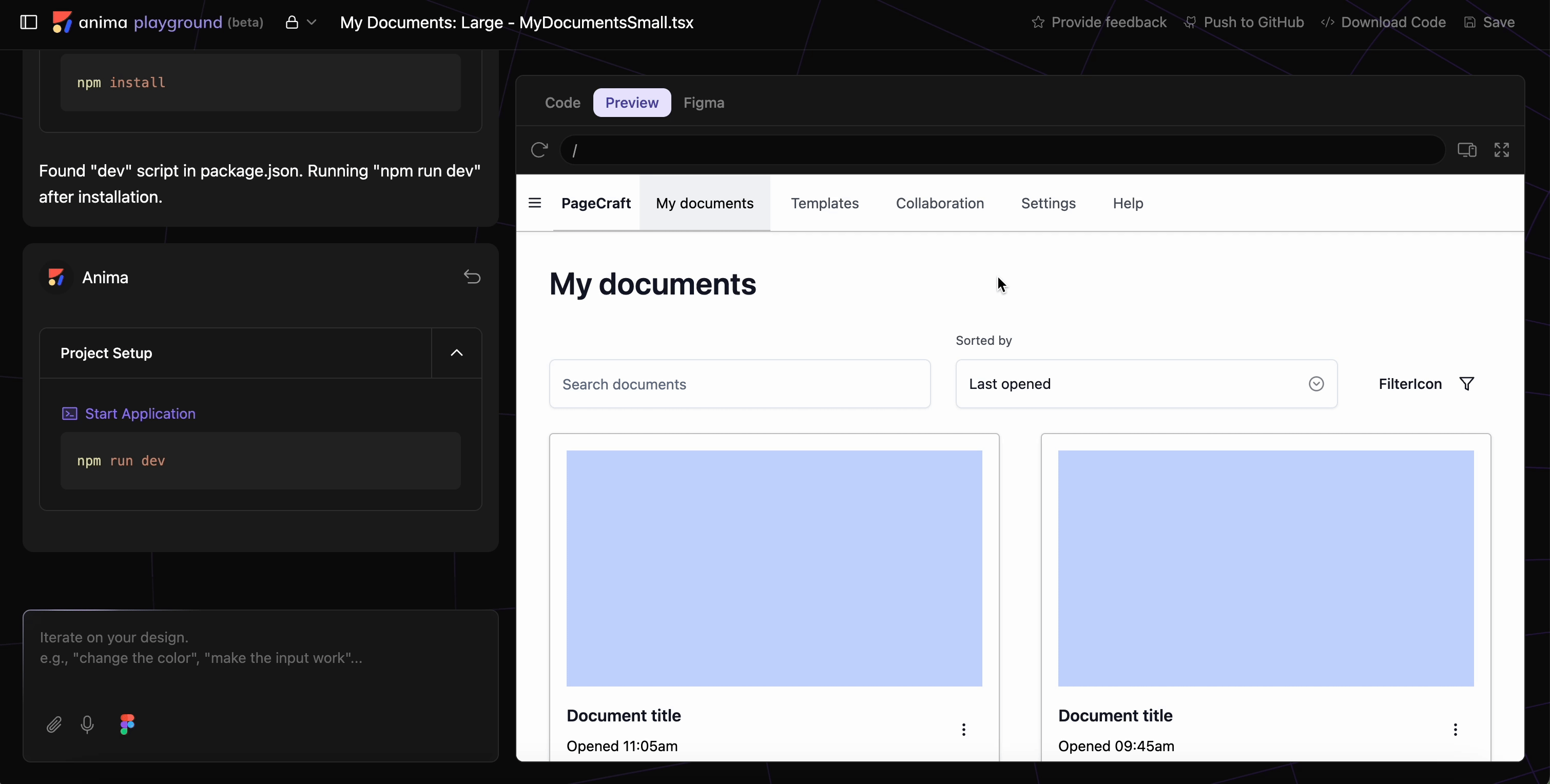 Figma设计一键迭代:AnimaPlayground的AI智能助手帮你轻松调整设计和代码_ The initial design preview Anima Playground generated directly from the Figma designs