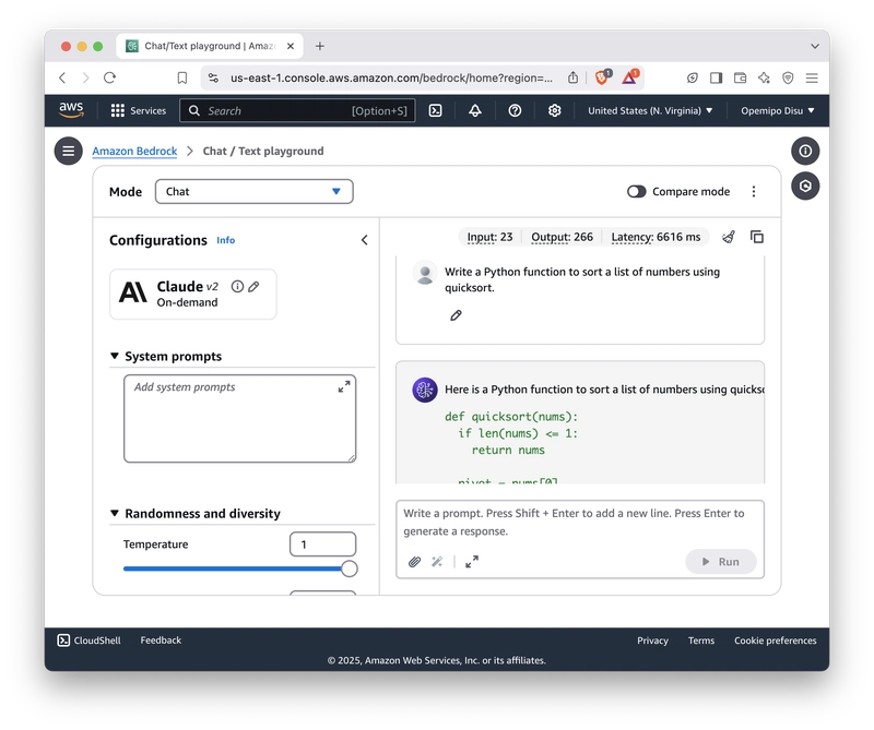 亚马逊Bedrock:开发者和DevOps工程师的实战指南_ 在聊天里从下拉菜单中选个模型吧。