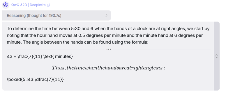 QwQ 32B模型对数学问题的回答